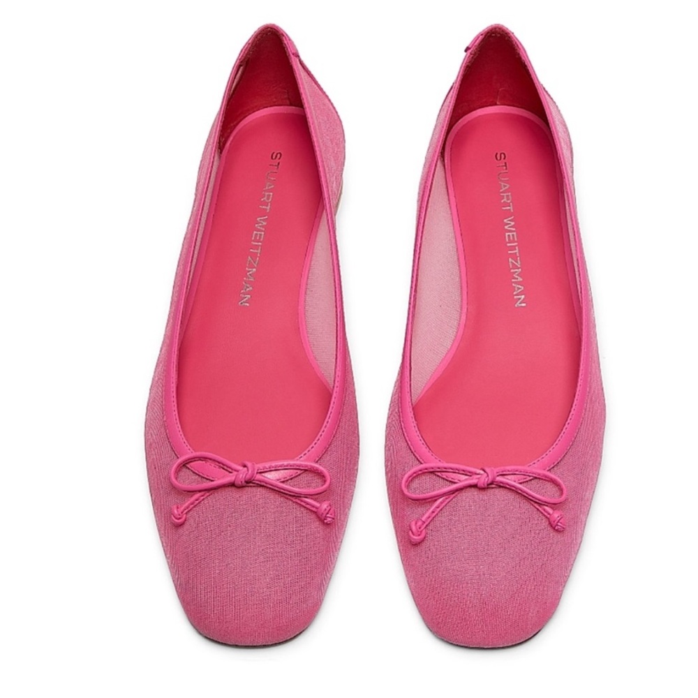 Stuart Weitzman Vibrant Pink Ballet Flats with Bow Trim